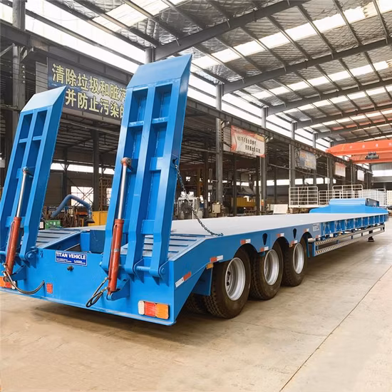 Cina Tri/3/4 assi 60 tonnellate 80t 100 tonnellate di rimorchio per semirimorchi per camion a letto basso a pianale ribassato per trasporto pesante con escavatore a caricatore basso in vendita