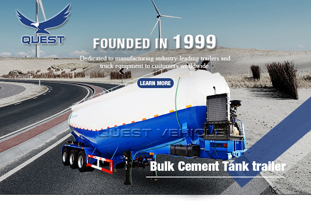 Quest 3axles 45cbm Powder Bulk Cement Tank Semi Trailer