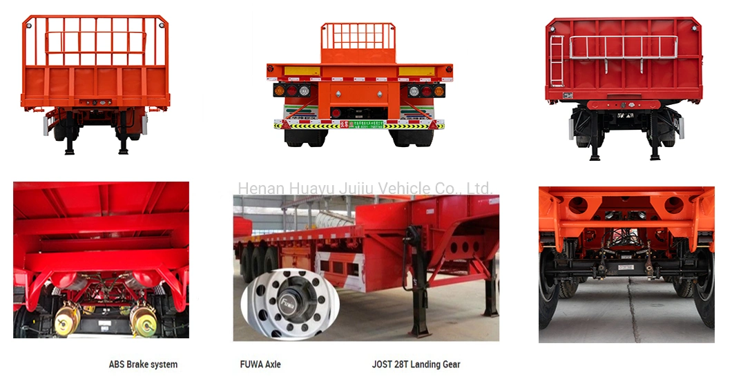 Chinese Manufacturer 3 Axles Container Cargo Grain Flatbed Semi Trailer